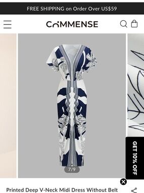 Commense Navy and White Printed Maxi Dress